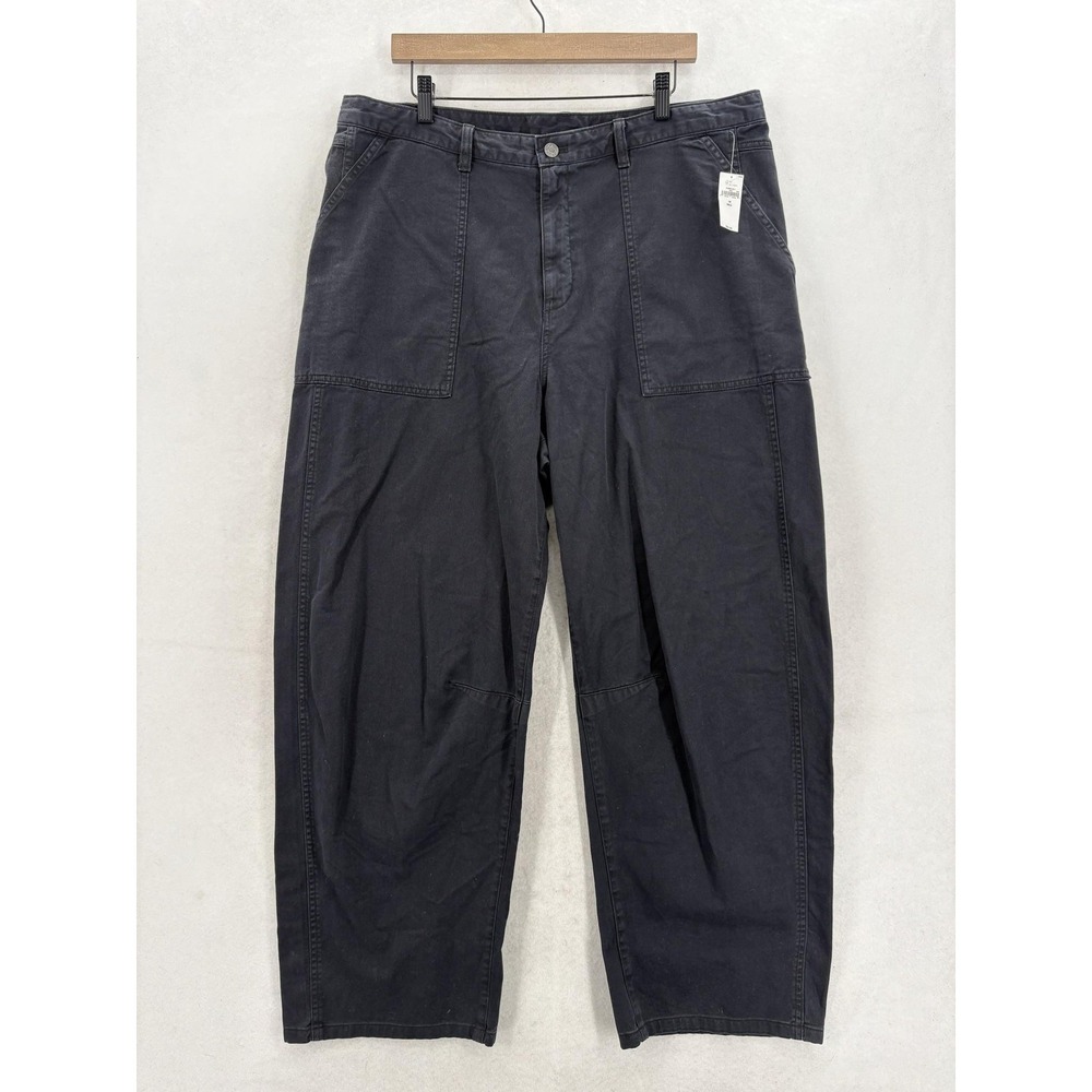 Gap Lightweight Surplus Twill Pants Womens 18 Tall Black Wide Leg Chino Casual